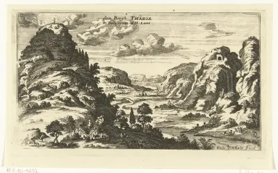 Gezicht op de berg Tabor en de transfiguratie van Christus
