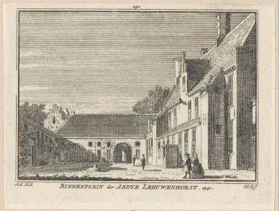 Gezicht op de binnenplaats van abdij Leeuwenhorst, 1740