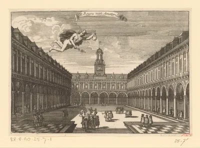 Gezicht op de binnenplaats van de Beurs van Hendrik de Keyser