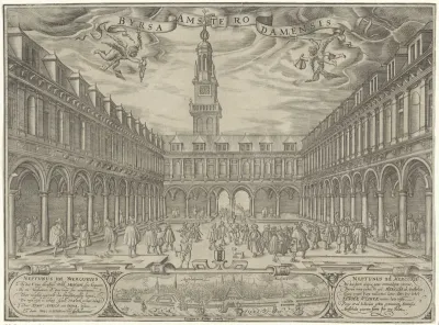 Gezicht op de binnenplaats van de Beurs van Hendrik de Keyser te Amsterdam