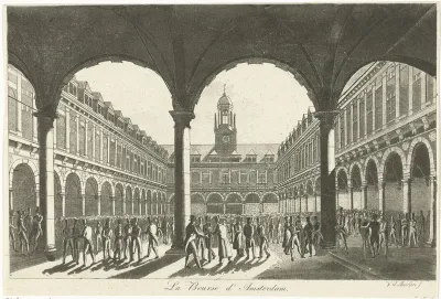 Gezicht op de binnenplaats van de Beurs van Hendrik de Keyser te Amsterdam