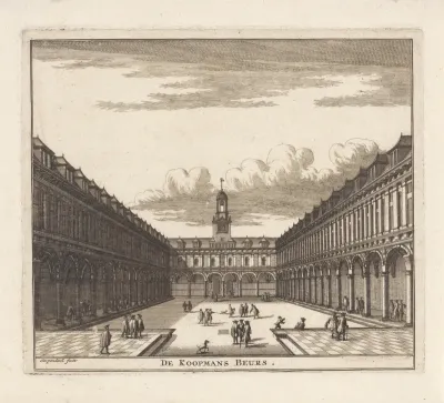 Gezicht op de binnenplaats van de Beurs van Hendrik de Keyser