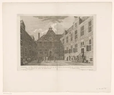 Gezicht op de binnenplaats van het Oost-Indisch Huis te Amsterdam