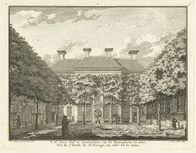 Gezicht op de binnenplaats van het Sint-Jorishof te Amsterdam