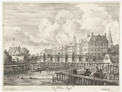Gezicht op de Blauwbrug over de Amstel