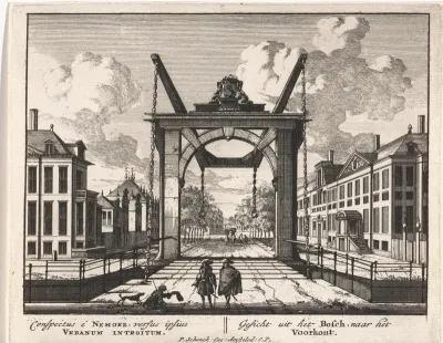 Gezicht op de Bosbrug en het Korte Voorhout te Den Haag