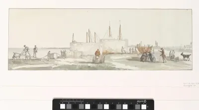 Gezicht op de bouwplaats van Bari
