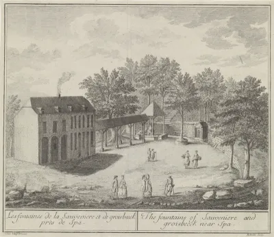 Gezicht op de bron van Sauveniere en de bron van Groesbeek
