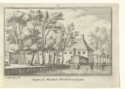 Gezicht op de brug bij de Marepoort te Leiden