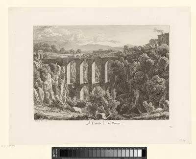 Gezicht op de brug van Civita Castellana