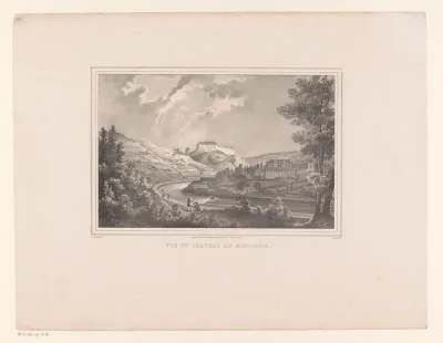 Gezicht op de burcht van Monschau (Montjoie) in de Eifel