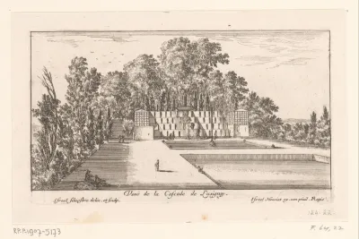 Gezicht op de cascade van Lusigny