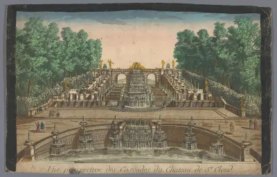 Gezicht op de cascades van de tuin van het Château de Saint-Cloud