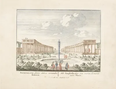 Gezicht op de colonnades in de tuinen van Het Loo