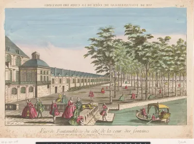 Gezicht op de Cour de la Fontaine van het Palais de Fontainebleau