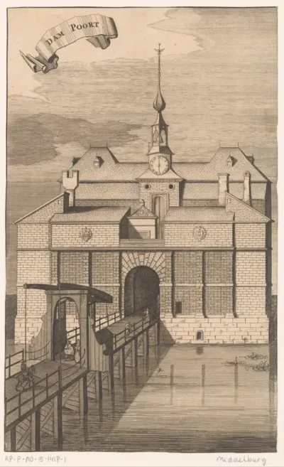 Gezicht op de Dampoort te Middelburg