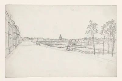 Gezicht op de Dome des Invalides uit de Champ de Mars