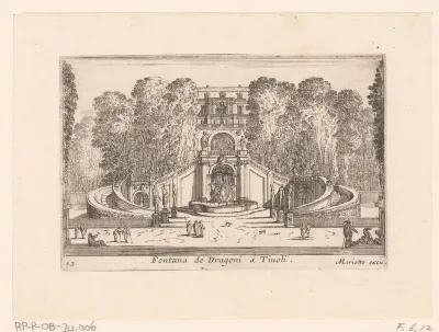 Gezicht op de drakenfontein van Villa d'Este