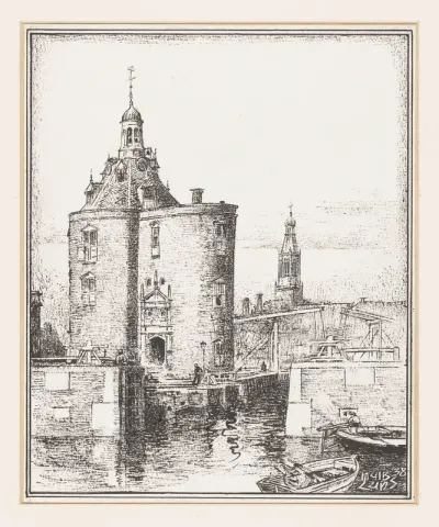 Gezicht op de Drommedaris te Enkhuizen