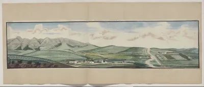 Gezicht op de Drostdij van Swellendam, vanuit het noordwesten