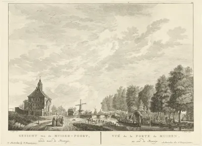 Gezicht op de Eerste Muiderpoort te Amsterdam