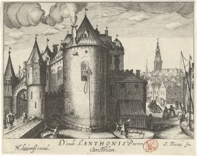 Gezicht op de Eerste Sint-Antoniespoort te Amsterdam