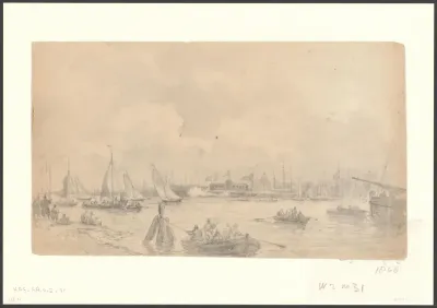 Gezicht op de eerste wedstrijd van de Koninklijke Roei- en Zeilvereniging in 1848