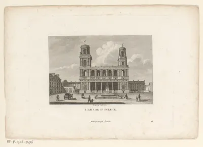 Gezicht op de Église Saint-Sulpice te Parijs