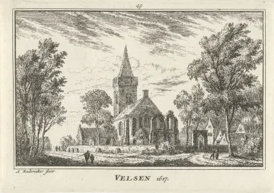 Gezicht op de Engelmunduskerk te Velsen-Zuid, 1617