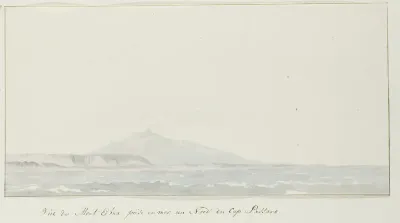 Gezicht op de Etna over zee ten noorden van Capo Passero