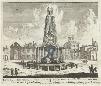 Gezicht op de Fontana del Tritone te Rome