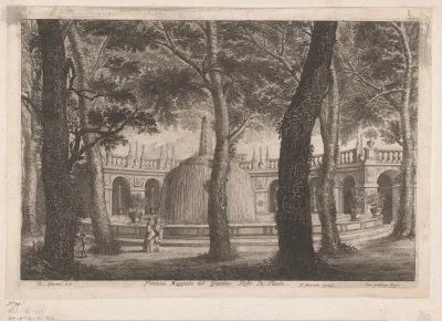 Gezicht op de Fontana dell'Ovato bij de Villa d'Este te Tivoli