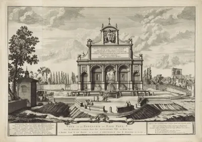 Gezicht op de Fontana Paola te Rome