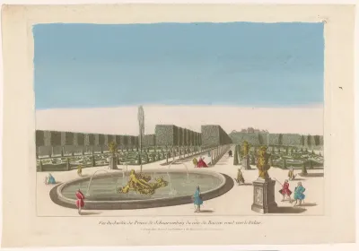 Gezicht op de fontein van de tuin van het Palais Schwarzenberg in de omgeving van de stad Wenen