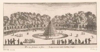 Gezicht op de fonteinen aan de voorkant van Rochefoucauld