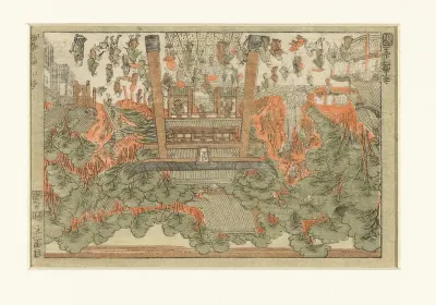 Gezicht op de Fudo tempel in Meguro