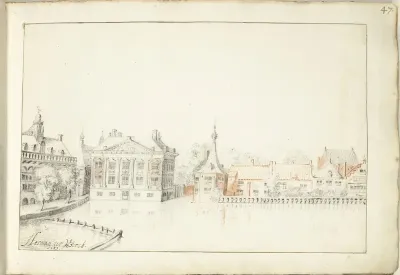 Gezicht op de gebouwen aan de Hofvijver, 's-Gravenhage