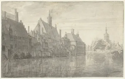 Gezicht op de gebouwen van het Binnenhof te 's-Gravenhage