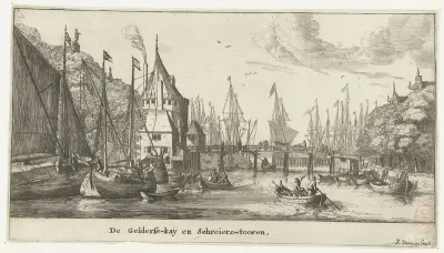 Gezicht op de Geldersekade en Schreierstoren te Amsterdam
