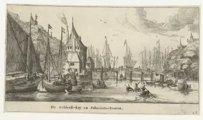 Gezicht op de Geldersekade en Schreierstoren te Amsterdam