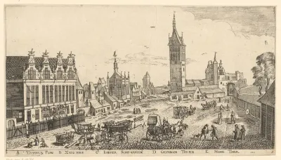 Gezicht op de gevangenistoren in Danzig, gezien vanuit het noorden