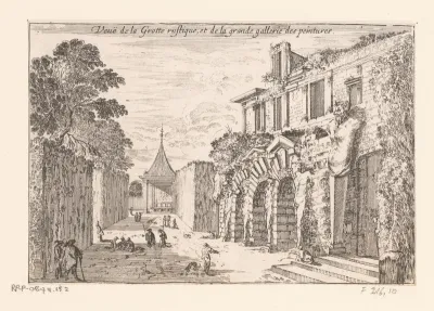 Gezicht op de grot en schilderijengalerij bij kasteel Fontainebleau