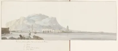Gezicht op de grote haven en de zeevloot van Palermo