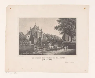 Gezicht op de Grote Houtpoort te Haarlem