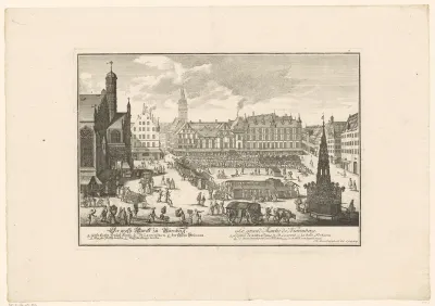 Gezicht op de grote Markt in Neurenberg