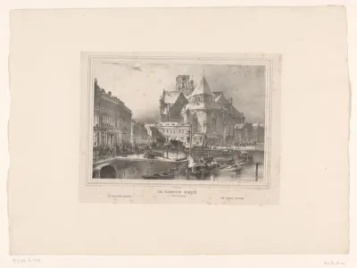 Gezicht op de Grote of Sint-Laurenskerk te Rotterdam