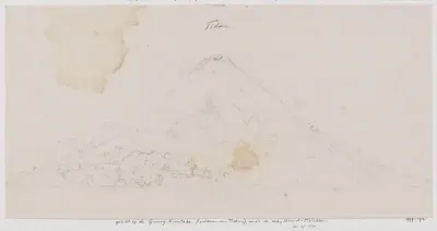 Gezicht op de Gunung Kiemtabu, Noord-Molukken