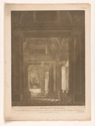 Gezicht op de hal van de Sint-Pietersbasiliek