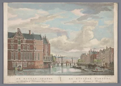 Gezicht op de Halvemaansbrug over de Amstel te Amsterdam