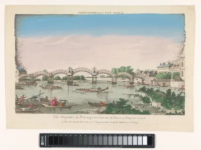 Gezicht op de Hampton Court Bridge over de rivier de Theems tussen Hampton en East Molesey